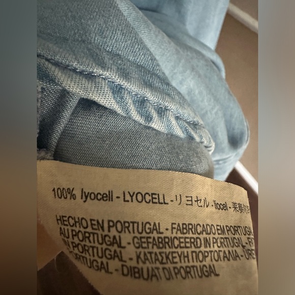 Zara premium denim collection chambray relax fit v neck boho top - Picture 5 of 8